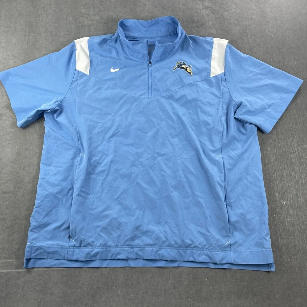 Lions Nike Mens 3XL Blue Quarter Zip Windbreaker Pullover Logo